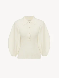 Women Chloé Balloon-Sleeve Polo Jumper