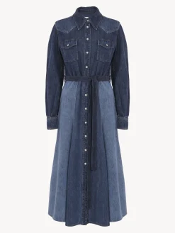 Women Chloé Belted Midi Shirt Dress