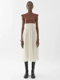 Women Chloé Bi-Material Midi Dress
