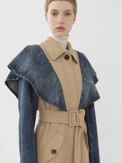Women Chloé Bimaterial Trench Coat