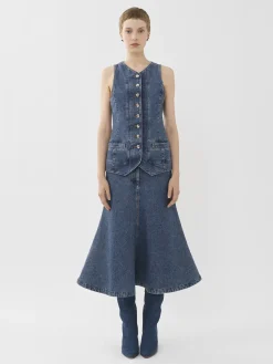 Women Chloé Denim Mid-Length Dress