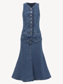 Women Chloé Denim Mid-Length Dress