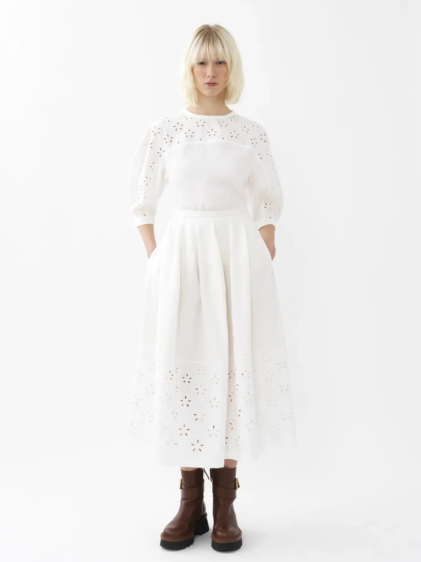 Women Chloé Embroidered Midi Skirt