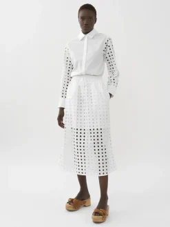Women Chloé Eyelet Midi Skirt
