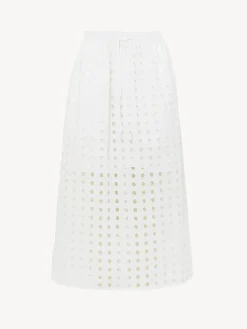 Women Chloé Eyelet Midi Skirt
