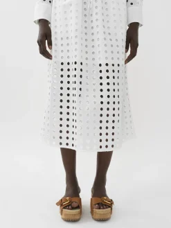 Women Chloé Eyelet Midi Skirt