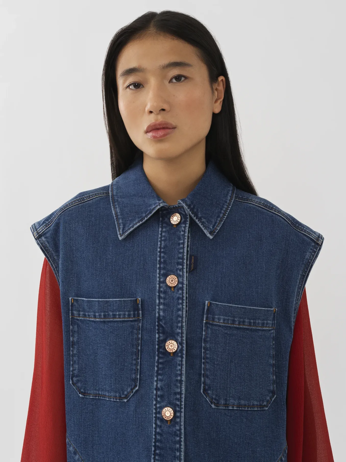 Women Chloé Oversized Denim Vest
