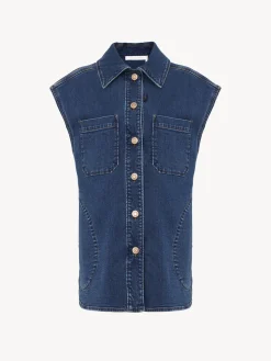 Women Chloé Oversized Denim Vest