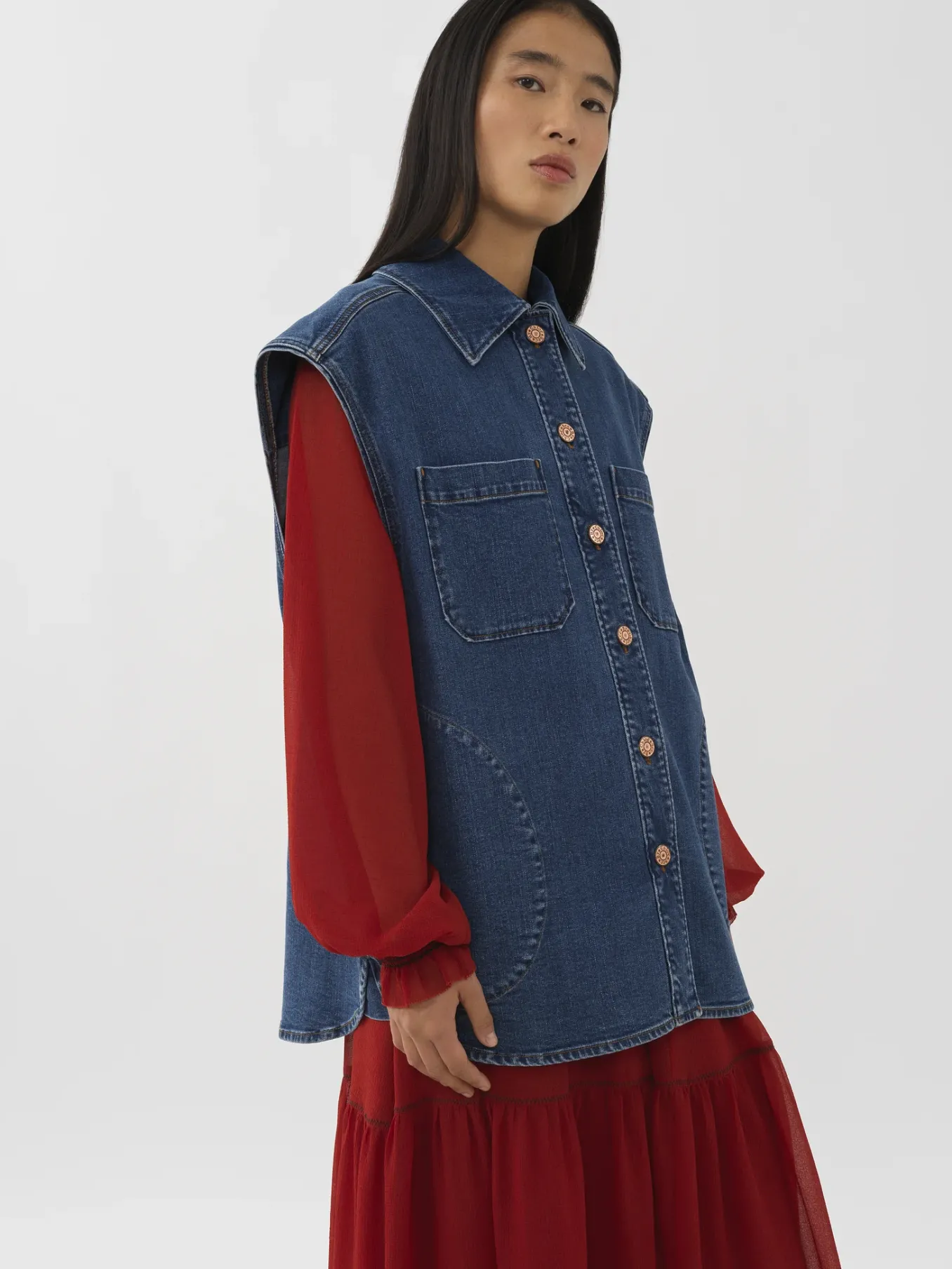 Women Chloé Oversized Denim Vest