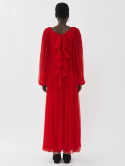 Women Chloé Pleated Long Sleeves Dress