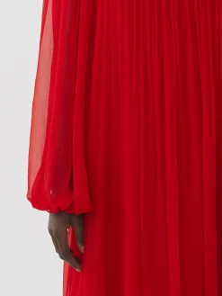Women Chloé Pleated Long Sleeves Dress