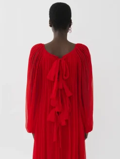 Women Chloé Pleated Long Sleeves Dress