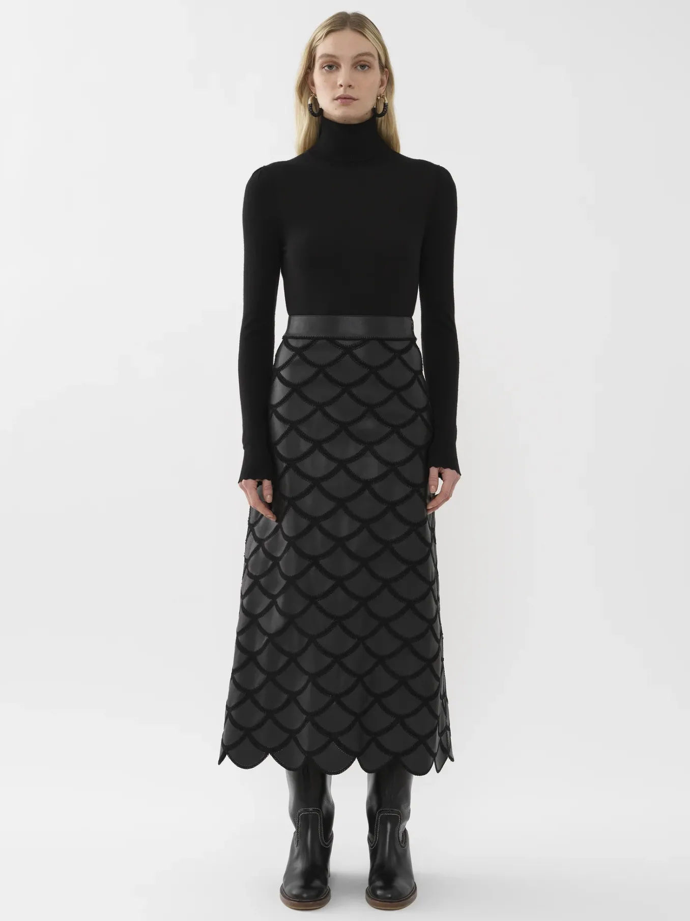 Women Chloé Scalloped Turtleneck